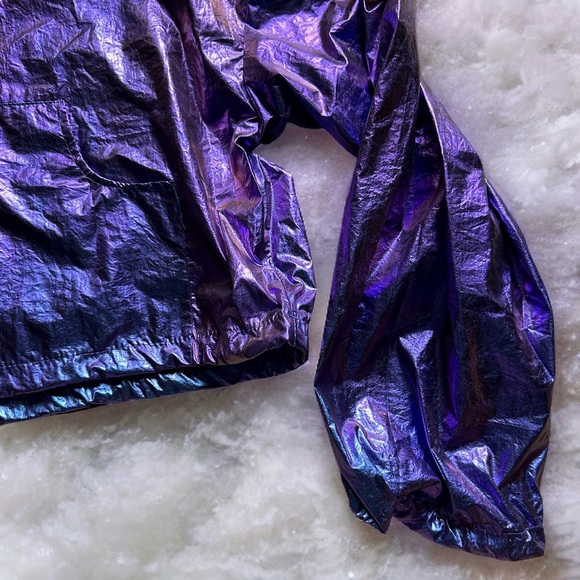 NWT Purple Metallic Cropped Wind Breaker - Picture 5 of 7